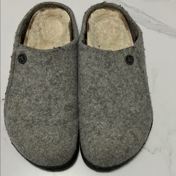 BIRKENSTOCK Gray Wool Slippers - Picture 1 of 5
